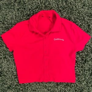Red California Collared Crop Top